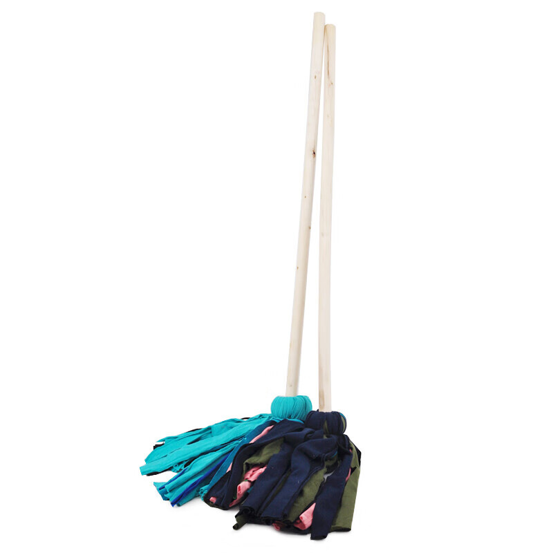 keerny木柄圆头墩布拖把商用老式棉线棉布拖把木头钢丝扎拧棉拖把