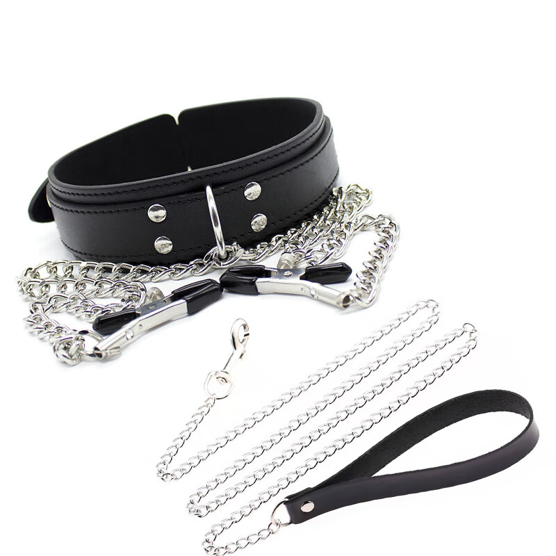 情趣项圈乳夹惩罚链调教sm道具男女用乳刺激用品 项圈乳夹