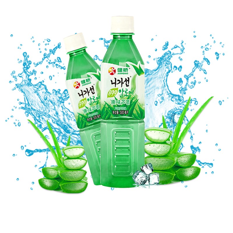 健桥 芦荟汁芦荟果粒饮料饮品零脂肪健康芦荟植物饮料饮品500ml/瓶 500mlX6瓶