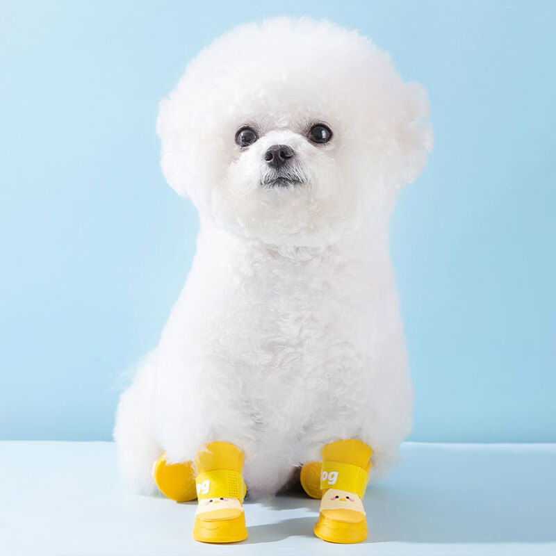 拉维佩特(LOVINGPET)防水狗狗鞋子小型犬狗狗雨鞋硅胶比熊鞋子卡通小狗鞋子宠物鞋 邦迪蓝 L(建议体重8-15斤)