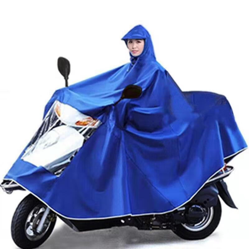雨衣电动车摩托车雨衣雨披牛津单人双人加大加厚款成人男女防暴雨 牛津布经典款4XL单人蓝色