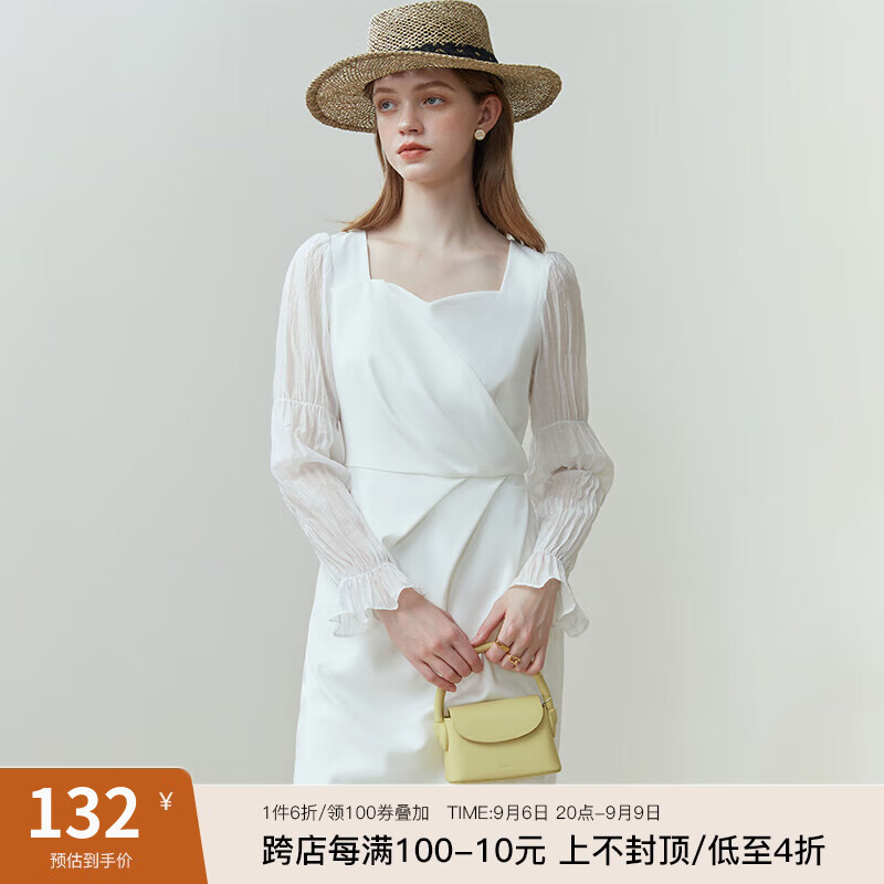 范思蓝恩23FS11149仙气复古千金感优雅轻奢礼服连衣裙2023春秋新款 珠光白 L使用感如何?