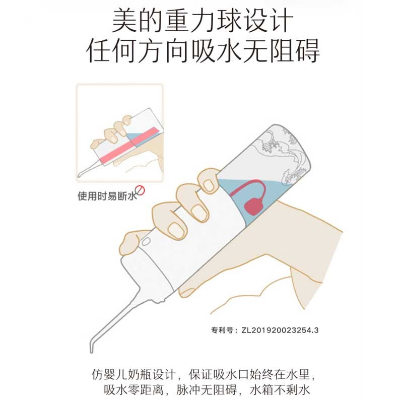 美的 Midea 冲牙器伸缩款旅行装洗牙器水牙线洁牙器 便携式设计 5档模式 安德森猫联名款MC-BI0202