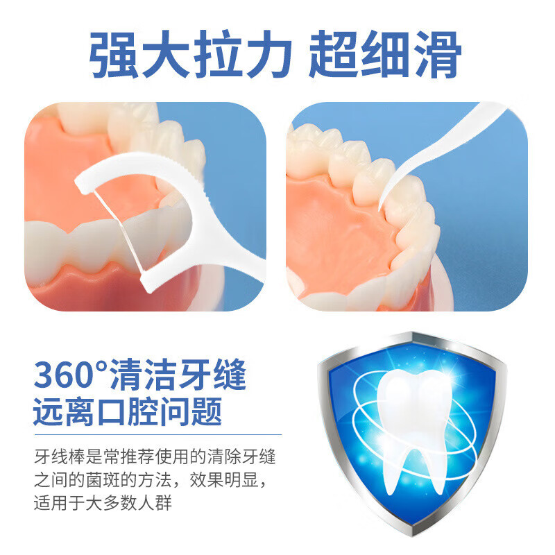 小竹洁齿弹韧牙线棒剔牙棒牙签圆线细滑清洁齿缝深层洁净便携装 10盒【共500支】