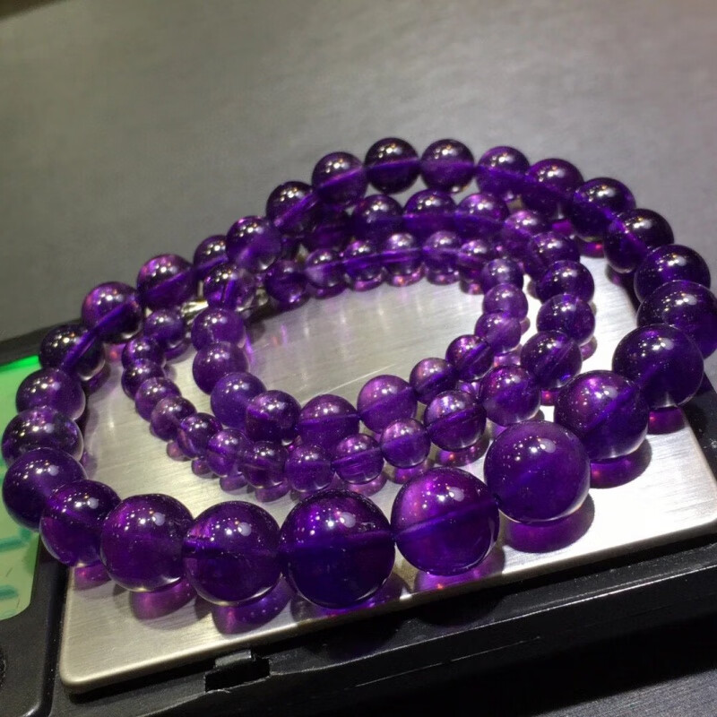 冰珂晶石天然乌拉圭紫水晶塔链晶体通透紫气东来紫晶项链 深紫 5-11