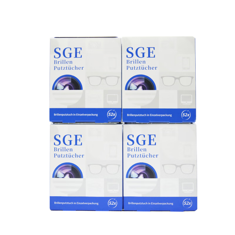 可茵慈SGE一次性眼镜清洁湿巾 52片*4盒装 德国原装 速干型屏幕清洁纸