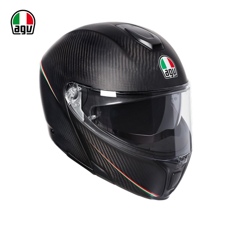 AGV碳纤揭面盔 头盔男女防雾摩托车赛车盔四季安全头盔 碳纤维意大利哑光 XL