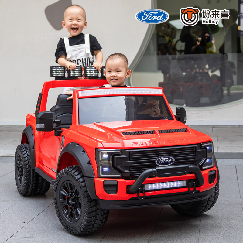 好来喜福特儿童电动车四轮汽车带遥控玩具双人座四驱越野皮卡童车