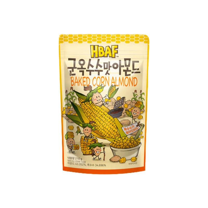 汤姆农场韩国进口零食:烤玉米味扁桃仁,巴旦木大杏仁每日坚果