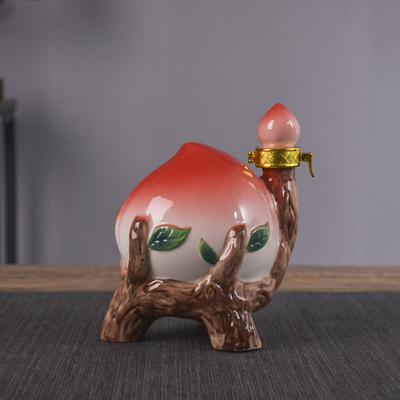 的酒瓶空摆件景德镇陶瓷寿桃壶1/5/10斤装创意工艺罐 1斤装寿桃空酒瓶