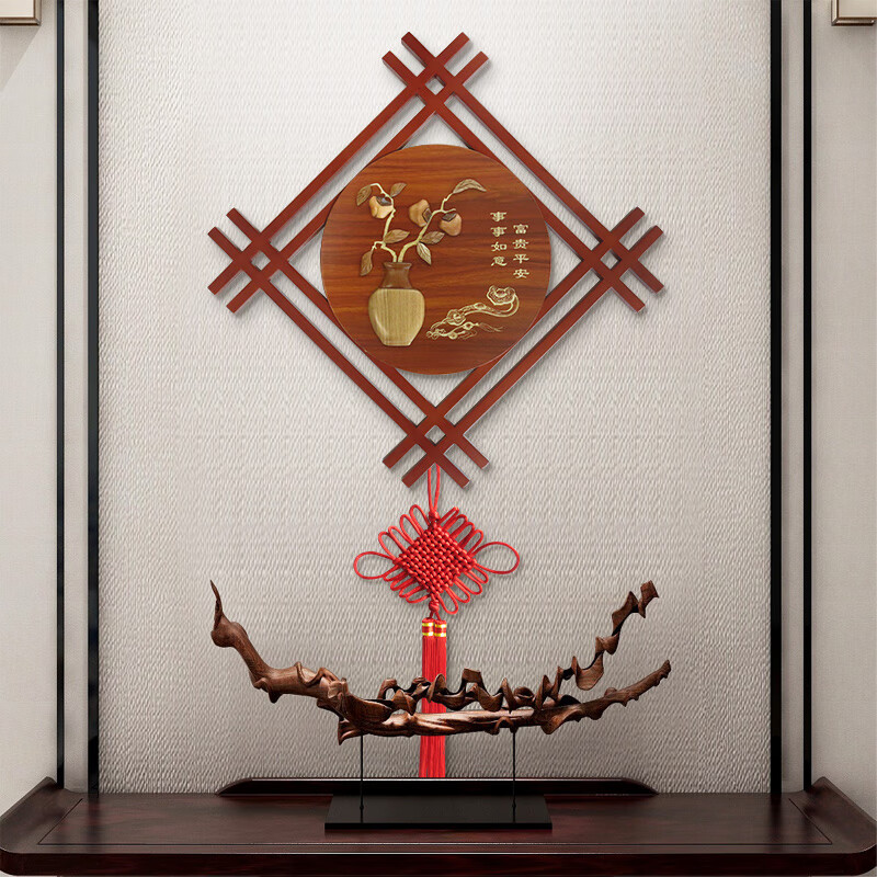 餐厅走廊书房过道实木浮雕装饰画 东阳木雕挂件 中式壁画 事事如意