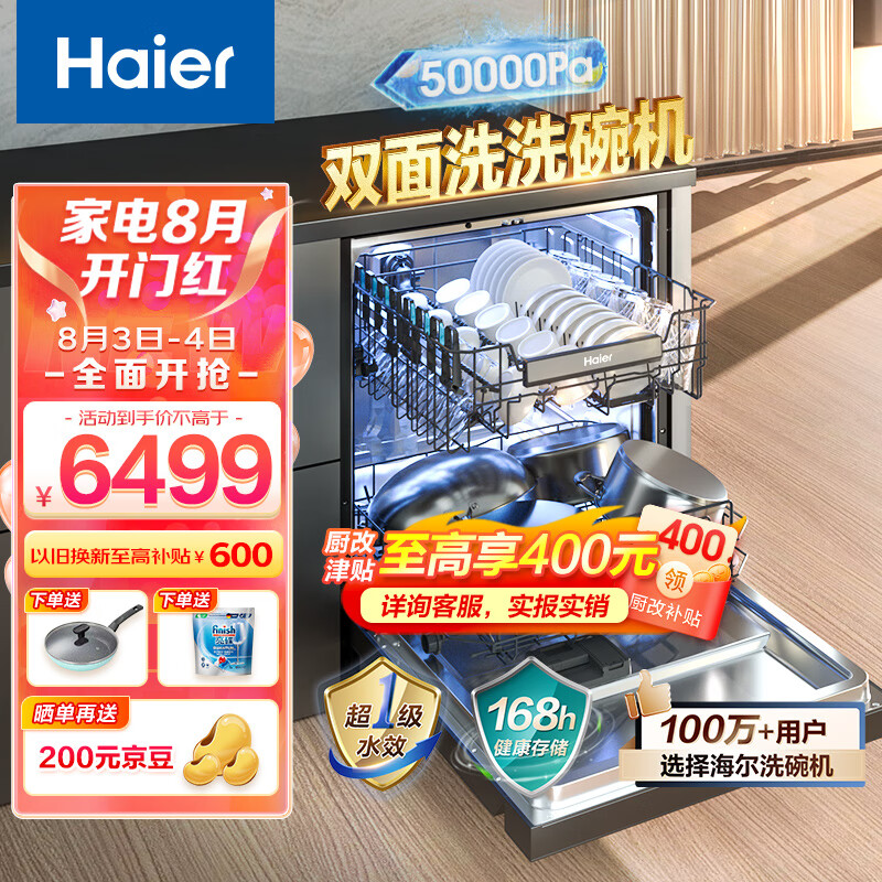 海尔（Haier）15套嵌入式双面洗洗碗机W5000洗消一体 6S全维精洗 一级水效 智能开门速干EYBW152266BKU1属于什么档次？