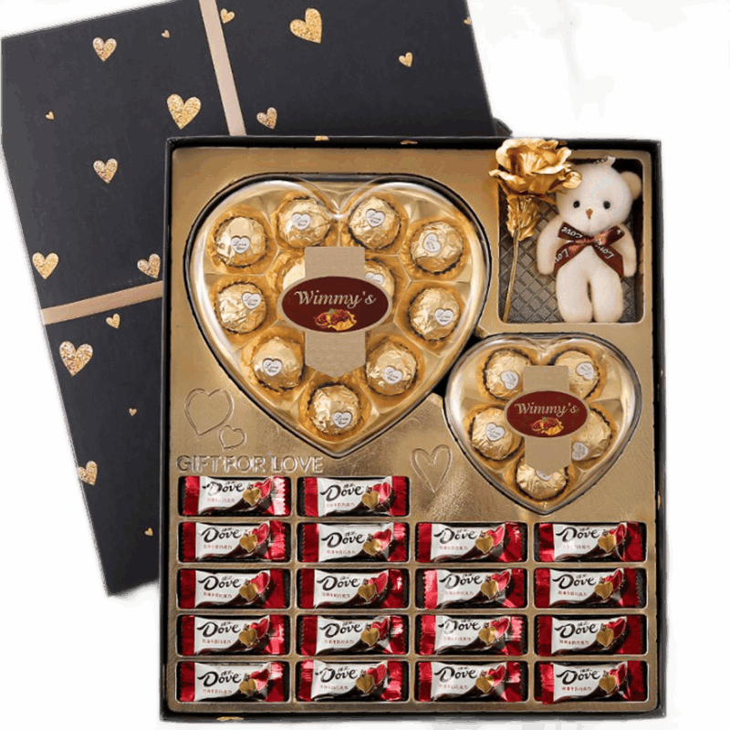 拍3件 德芙Dove巧克力生日礼物送女友女朋友男朋友情人节表白巧克力糖果零食高端双心创意礼盒装    135元（合45元/件)