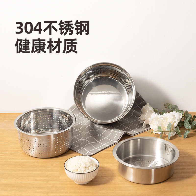 索韦尔 低糖电饭煲电饭煲 米汤分离蒸沥米饭家用养生不锈钢多功能智能电饭锅 极致银5L-三胆-304内盖升级款 5L