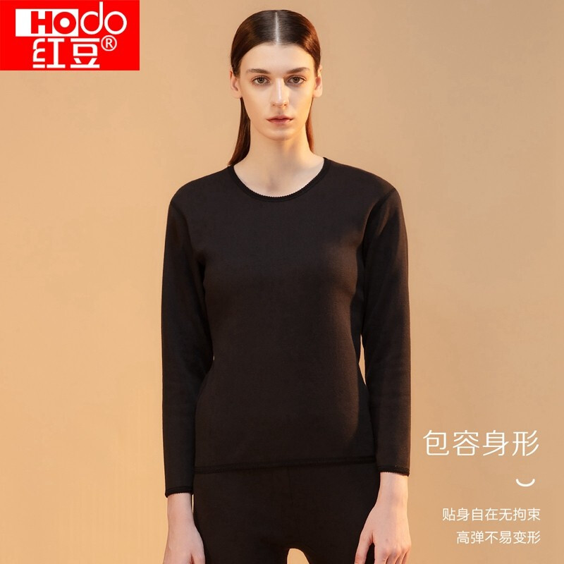 红豆秋冬女款加绒加厚内衣全贴柔软舒适黄金暖甲保暖内衣套装 女款黑色 L 170/95 京东折扣/优惠券