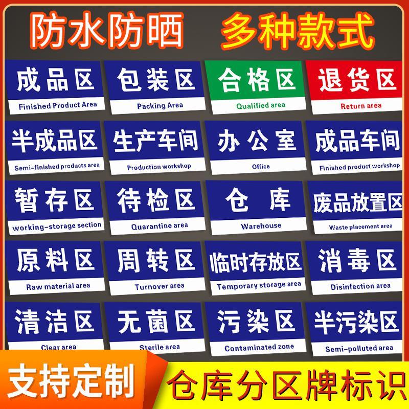 木槿熠 新款工厂生产车间分区标识牌指示牌门牌标志牌仓库区域划分