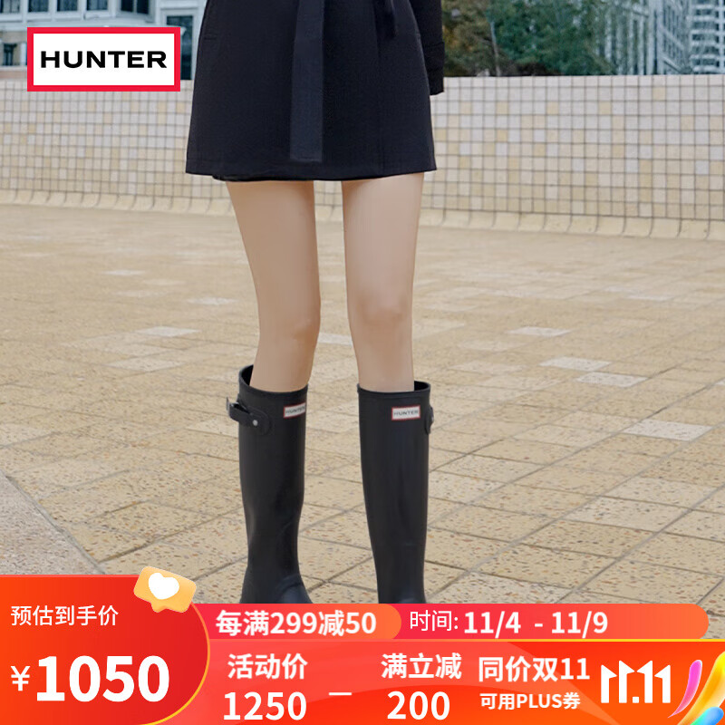 HUNTER户外露营女鞋雨鞋经典惠灵顿英伦雨靴光防水防滑骑士靴女长筒女靴 黑色/BLK 38怎么看?