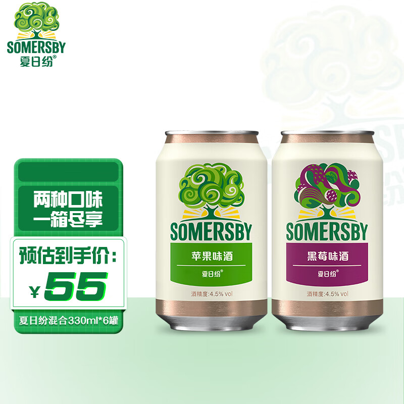 Somersby夏日纷双口味果味酒（苹果味+黑莓味）330ml*6罐
