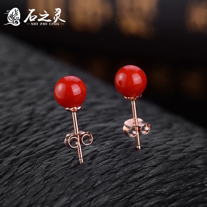 石之灵（SHIZHILING）台湾珊瑚耳钉生日礼物耳钉女圆珠S925银简约老婆女朋友生日礼物 4.0-4.5mm高性价比高么？