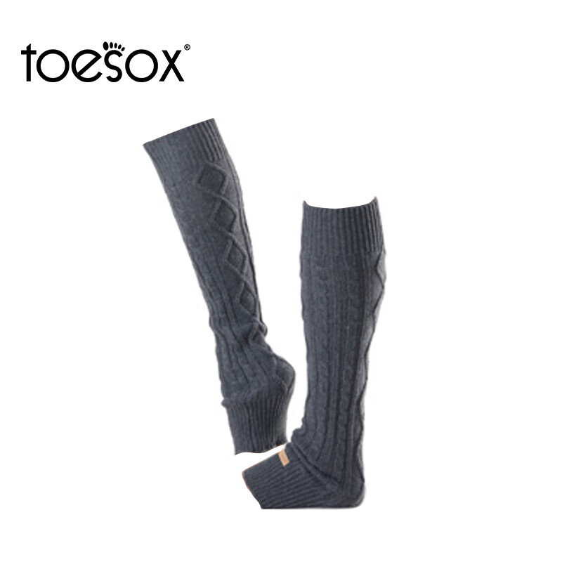 toesox护膝袜专业防滑小腿普拉提长筒瑜伽腿套袜 toesox Knee High系列 深灰色 均码（53~55cm）