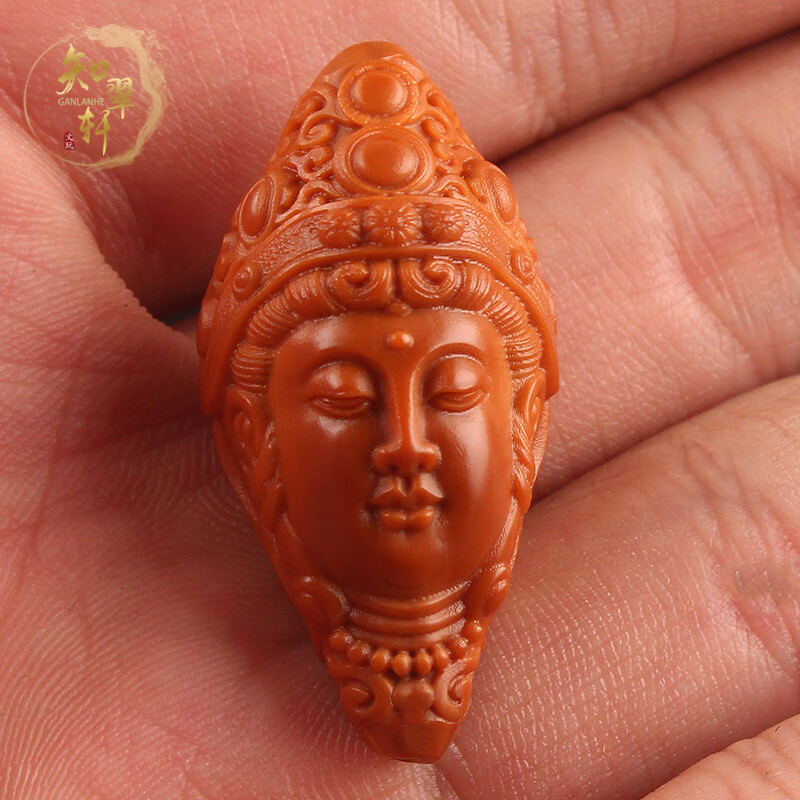 琅麦牙机手工雕刻橄榄核观音单籽男女士橄榄胡文玩观世音核雕单颗配饰