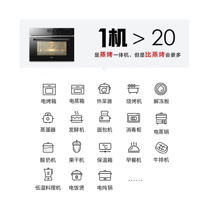 老板（Robam）蒸烤箱一体机嵌入式 大容量45L家用多功能烘焙蒸箱烤箱二合一 全腔热风循环 1℃精控CQ972A