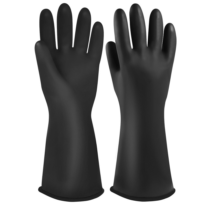 华特3601实验室工业耐酸碱橡胶手套防油防水长袖化工防护乳胶手套加厚