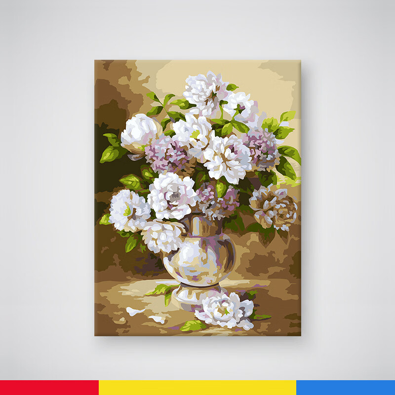 画 数字油画diy手绘客厅卧室风景装饰画花卉手工油彩填色画 栀子花开