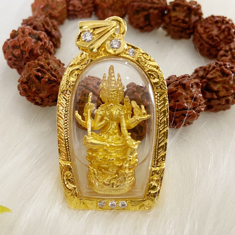 恋上心官方 泰国佛牌四面佛吊坠 正牌项链男女吊坠 四面佛立尊法相 不