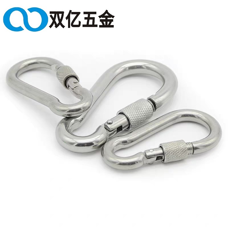 m镀锌弹簧扣带母锁扣绳扣狗链扣登山安全扣安全绳扣链条扣保险卡扣