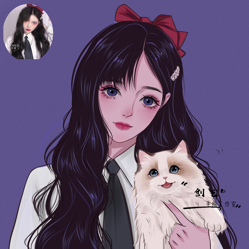 手绘头像定制原创水晶风画师约稿漫画卡通设计情侣照片微信画头像