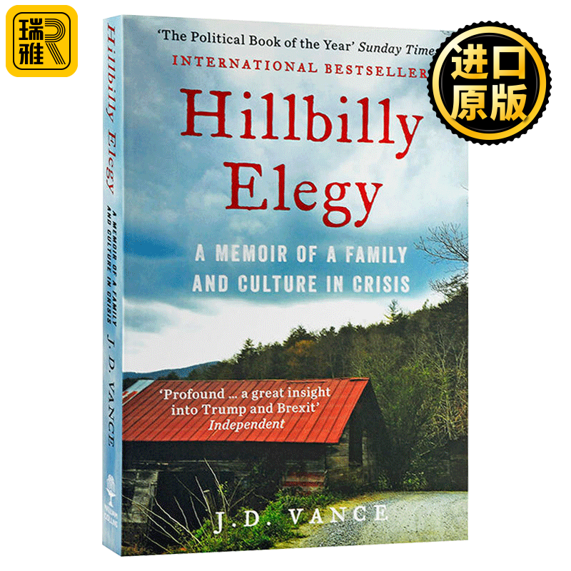 英文原版 hillbilly elegy 乡下人的悲歌 人物传记 美国生活回忆录 j.