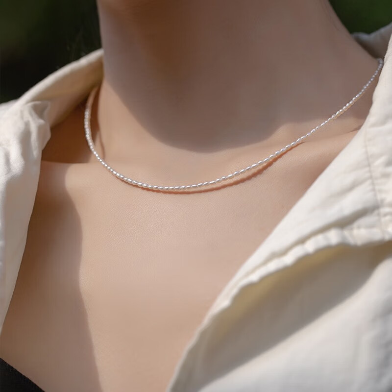 项链小粒女秋14k包金锁骨链毛衣链叠戴小众设计 无延长链款-约40cm