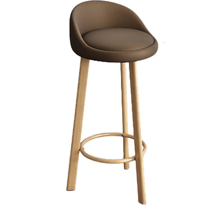 密林北欧吧台椅家用高凳子靠背前台椅子现代简约轻奢高脚凳酒吧椅吧凳 60CM黑金腿--联系客服备注颜色