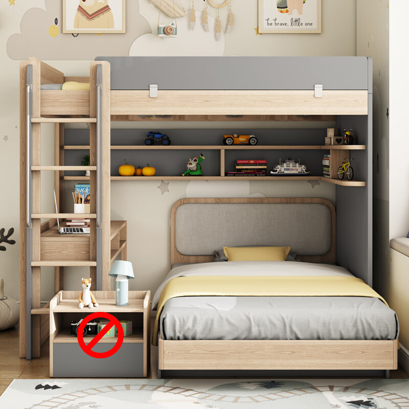 众舰行书桌床一体 交错式上下床双层床小户型上床下桌床书桌一体高 1.