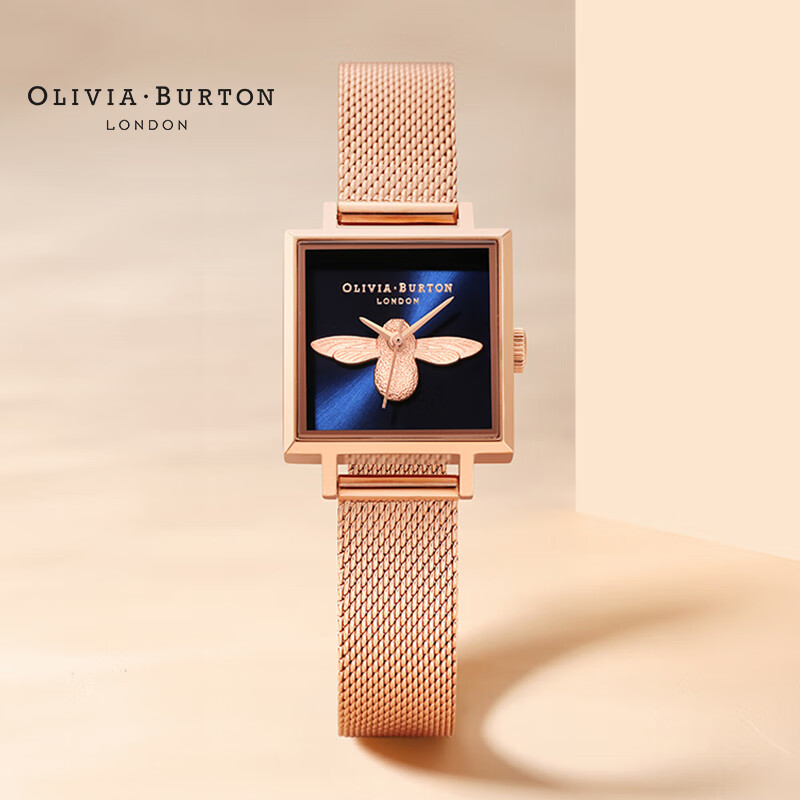 OLIVIA BURTON手表3D小蜜蜂方形女士手表学生简约腕表石英表OB16AM96