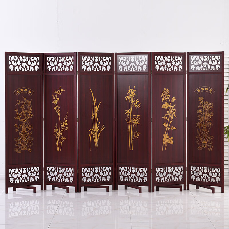 莎庭屏风折叠可移实木中式仿古动酒店茶楼隔断客厅创意玄关双面复古 6