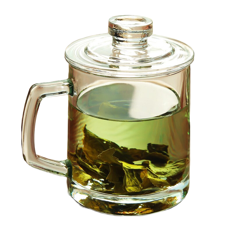 喜碧scybe 格隆加厚高硼硅耐熱玻璃水杯透明泡茶玻璃杯把手帶蓋辦公杯 格隆耐熱杯380ml  2只裝