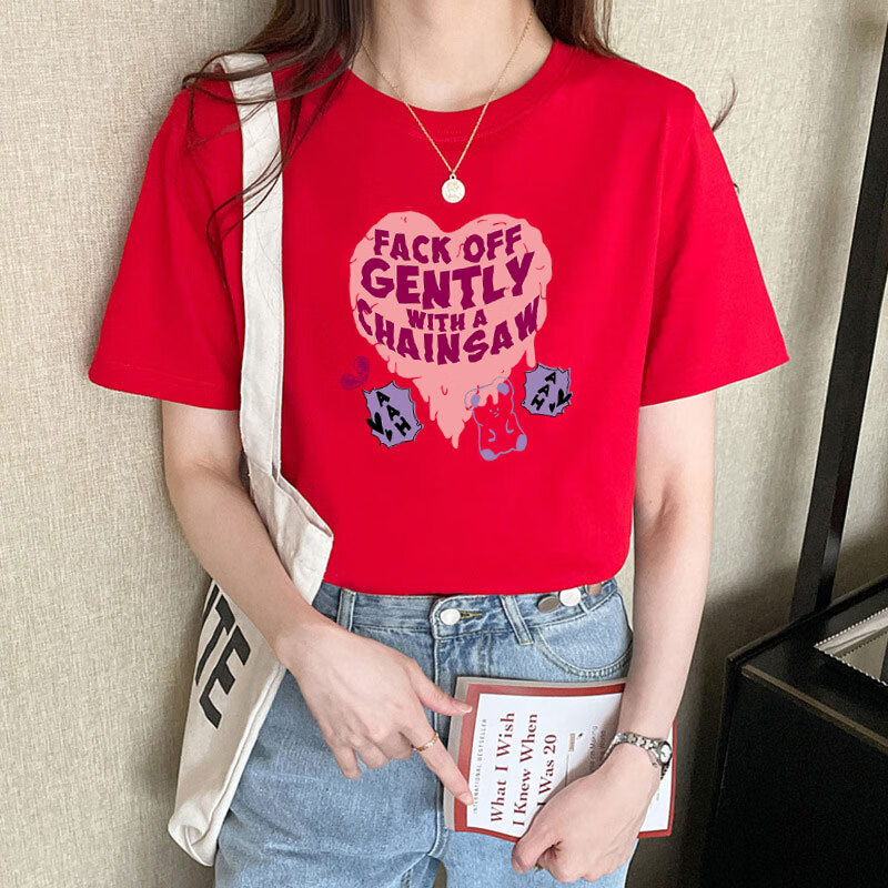 寐丽【纯棉】短袖t恤女2024新款夏季全棉宽松胖mm大码女装酒红色上衣 红色 S建议95以内