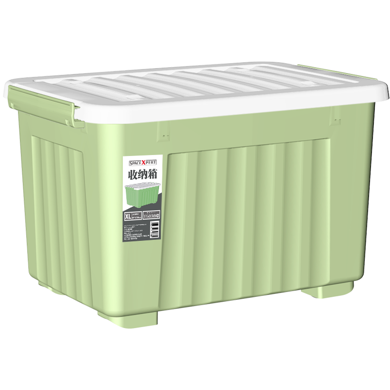 SPACEXPERT 塑料收纳箱 110L绿色单只 衣物整理箱储物箱搬家箱打包箱 带轮    39.9元