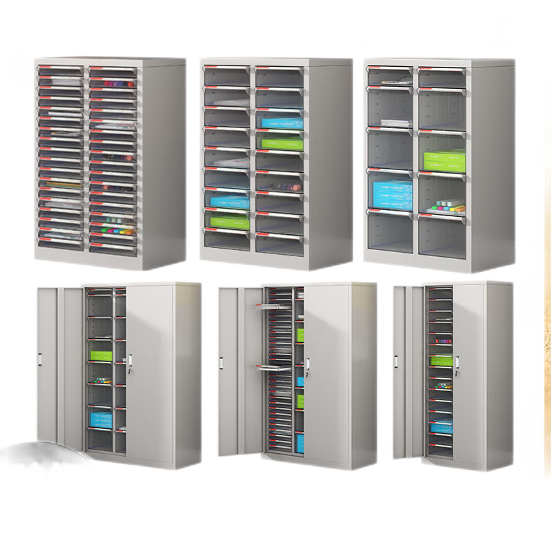 胤运A4文件柜抽屉式多层办公用品收纳柜资料档案柜财务票据柜合同柜 双列18抽无门  0.8mm