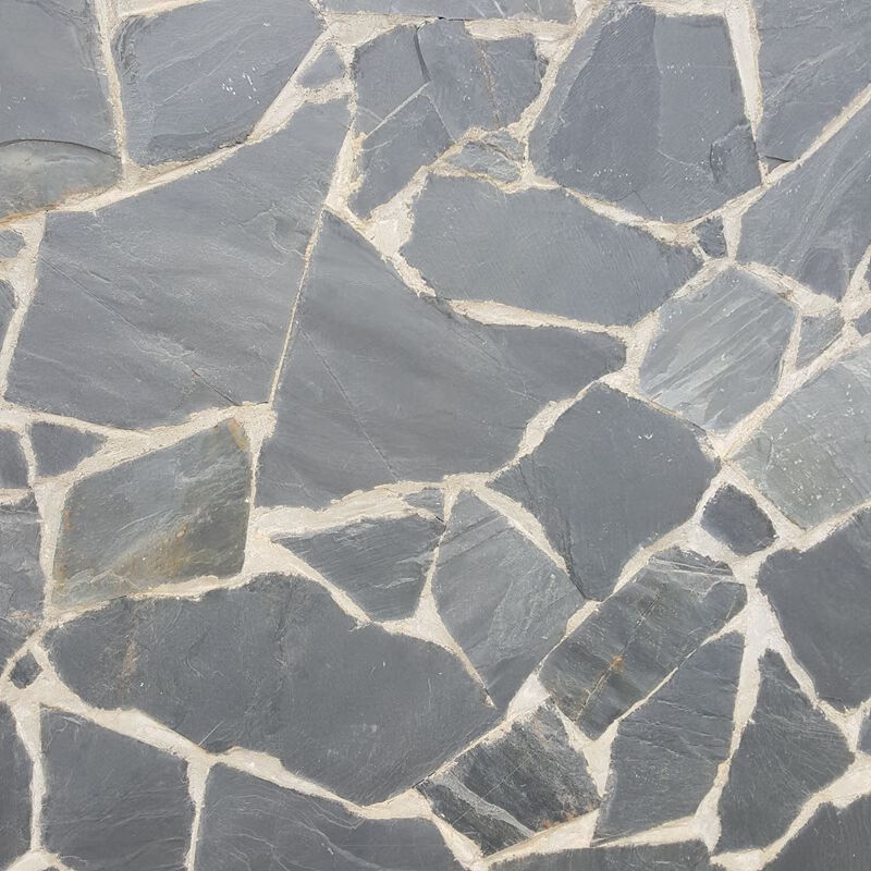 园林广场防滑不规则乱板铺路石假山池底石毛边石板 青石碎拼厚度3-4cm