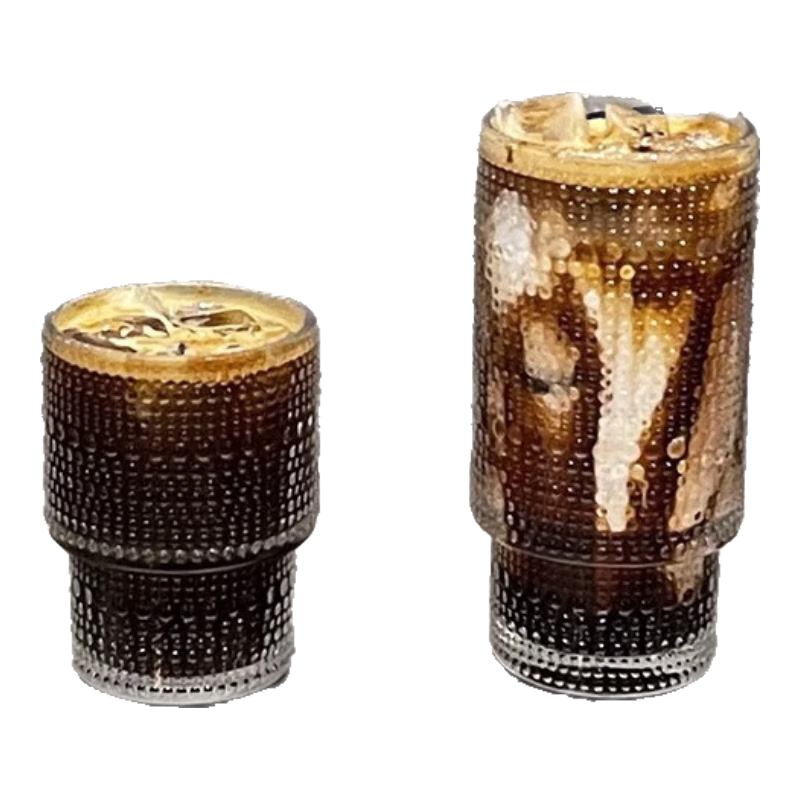 日式浮雕杯咖啡杯高颜值网红玻璃杯隔热耐热玻璃杯家用杯子 叠叠杯一个装 190ml