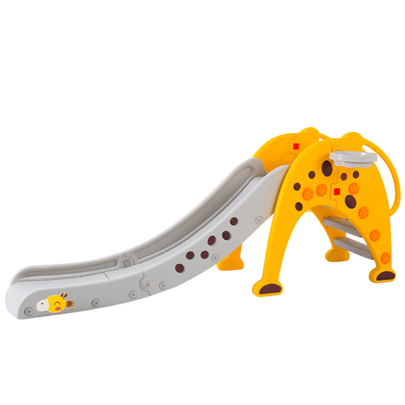 宝宝滑滑梯户外小孩玩具幼儿园健 加长-柠檬黄长颈鹿滑梯-带球框 新款