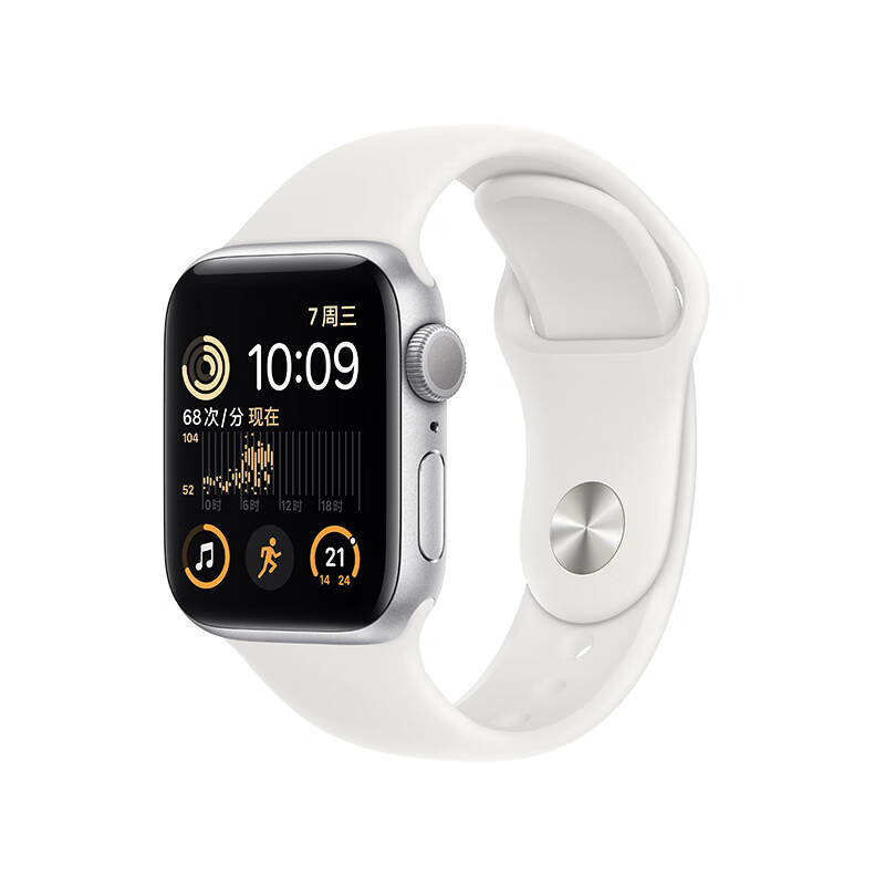 Apple Watch SE 2022款智能手表GPS款40毫米银色铝金属表壳白色运动型表带MNJV3CH/A「快充套装」