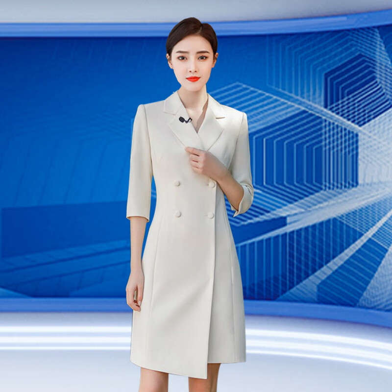 以舟播音主持艺考服装女西服礼裙学生正装连衣裙冯琳气质礼服新闻主播