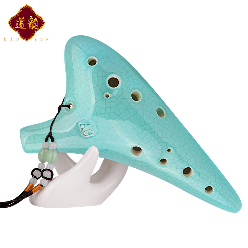 道韵陶笛12孔陶笛初学入门中音C调十二孔ac熏烧瓷笛带教材