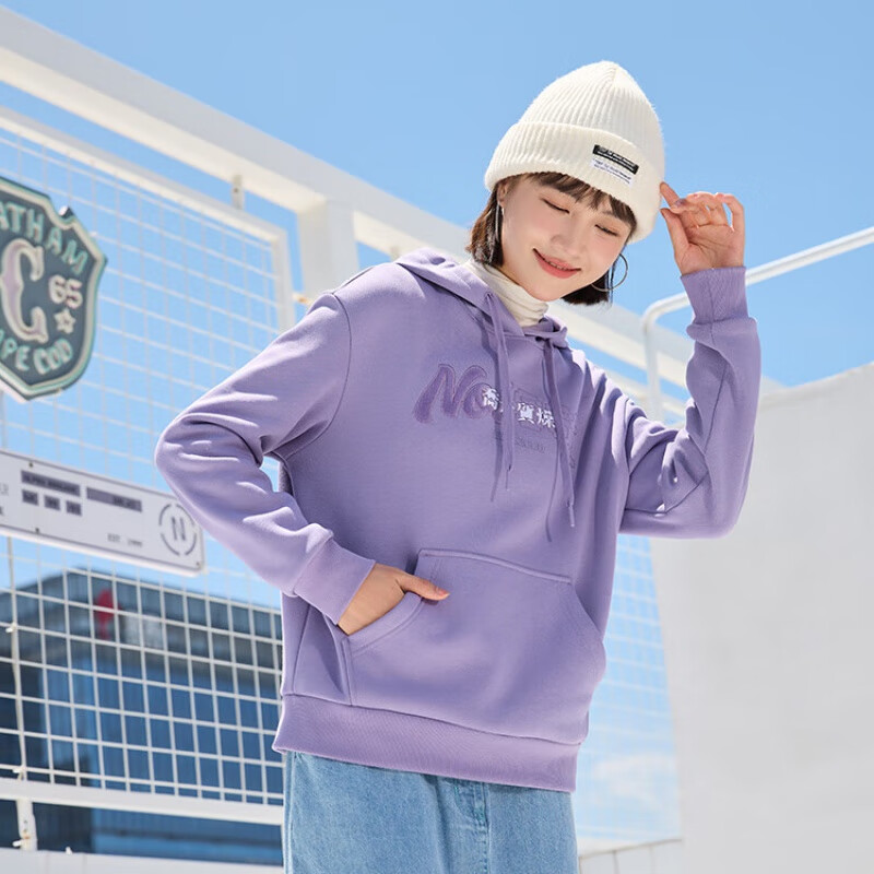 商场同款】运动卫衣女秋冬保暖宽松休闲针织上衣女lwd42232537 缬草紫