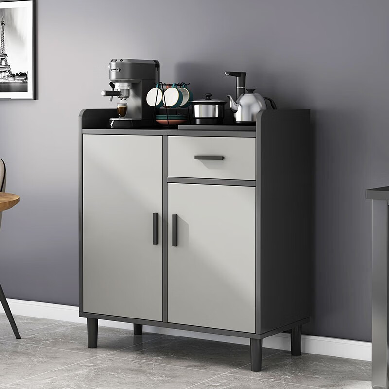 墙轻奢茶水柜厨房墙边现代收纳柜边柜 【全遮光柜门】天空灰 浅灰色65