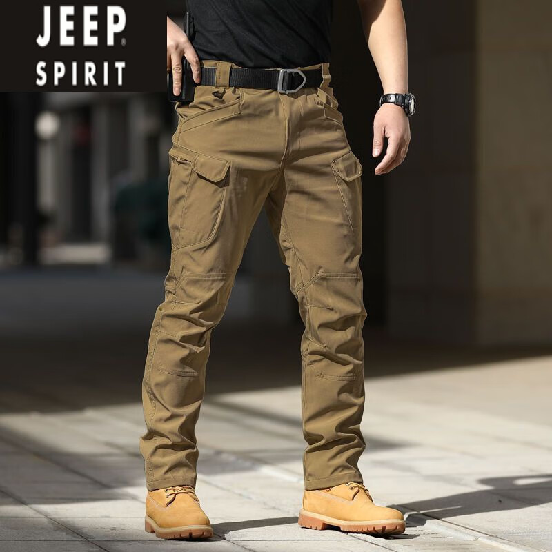 JEEP SPIRIT春秋IX9戰(zhàn)術長褲男彈力7軍迷褲戶外工裝褲直筒作訓褲硬漢型 狼棕色(IX7春款彈力面料) M (125-140斤)